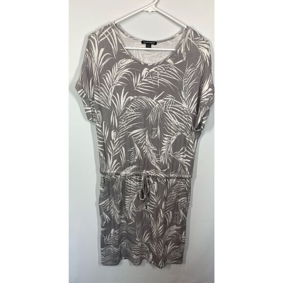 Hilary Radley Women's Tropical Drawstring Waist T-Shirt Dress Gray Size Medium - Picture 1 of 9